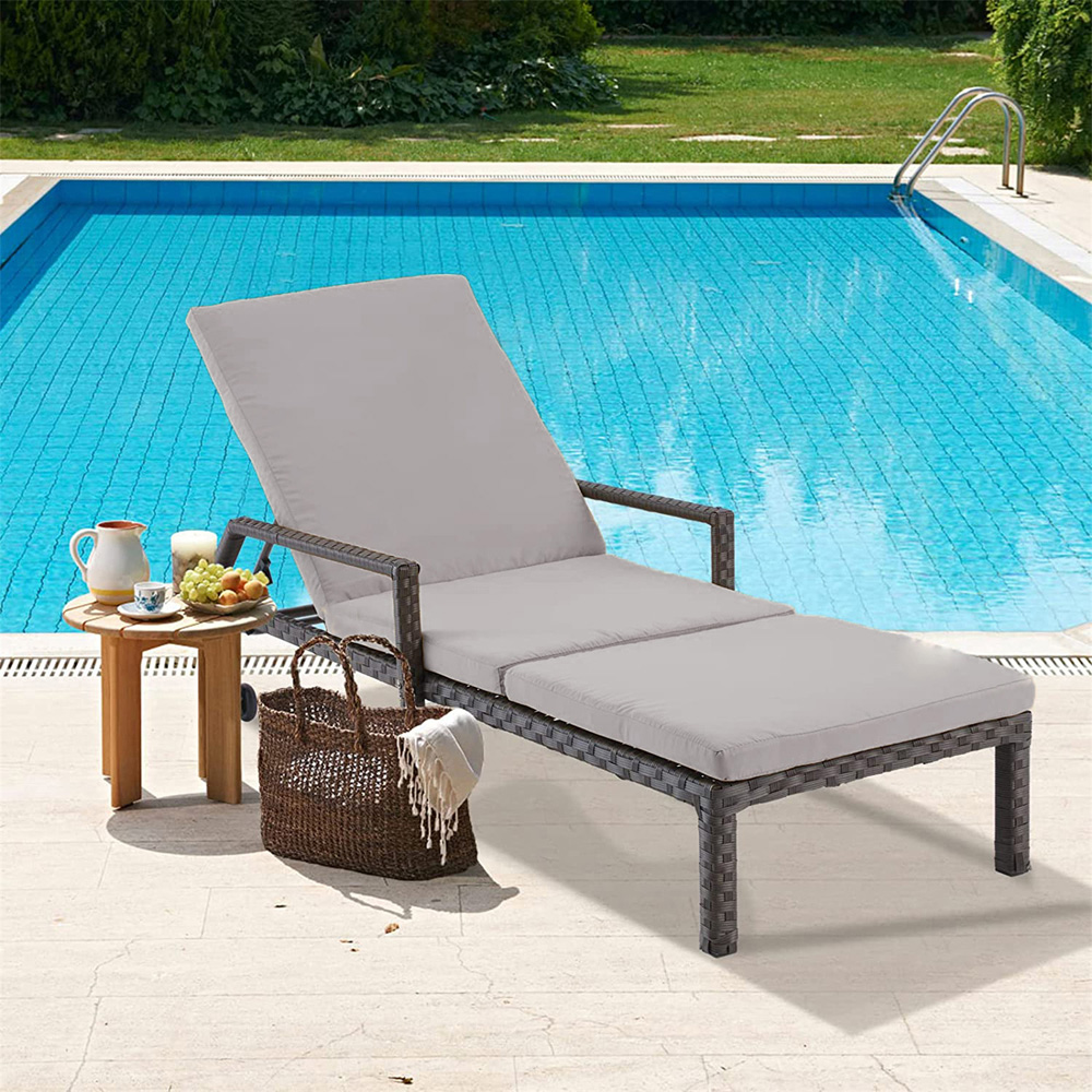 Furniture One Rattan Sun Lounger with Wheels Image 3