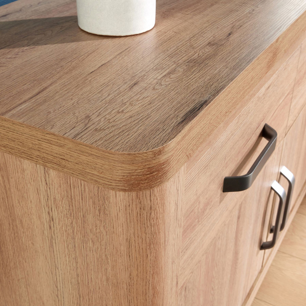 Home Source 2 Door 2 Drawer Oak Effect Sideboard Image 3