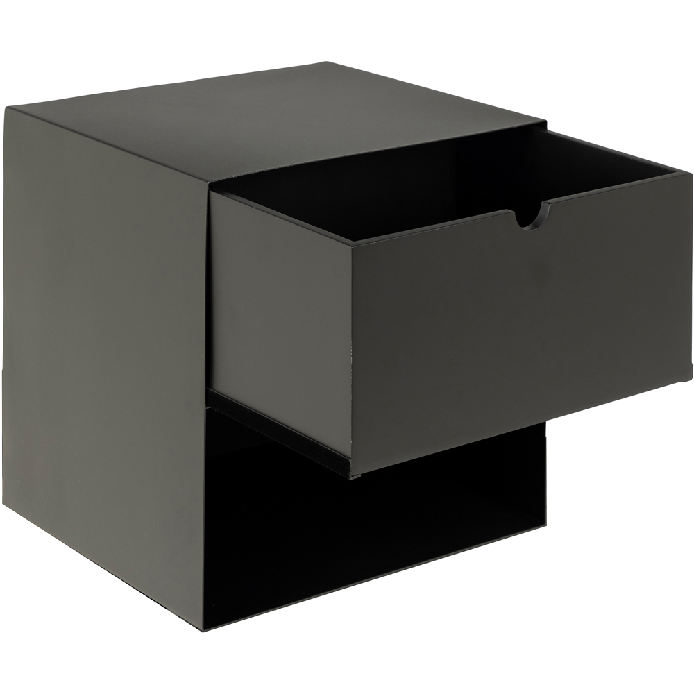 Florence Joliet Single Drawer Single Shelf Matt Black Wall Mounted Bedside Table Image 6