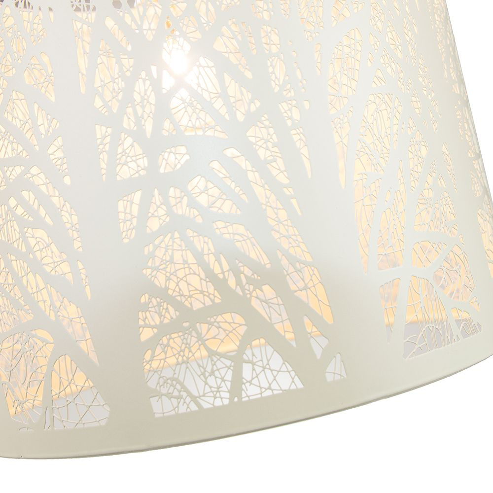 Happy Homewares Soft Cream Metal Forest Design Pendant Shade Image 3
