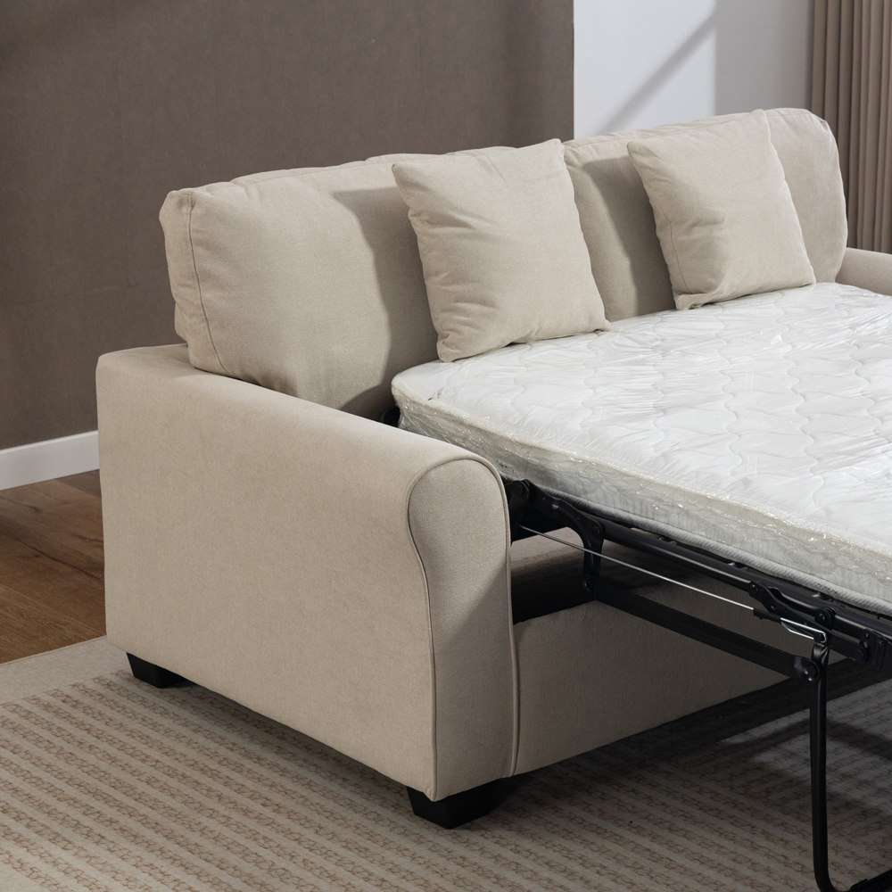 Artemis Home Lewiston 2 Seater Beige Fabric Sofa Bed Image 3