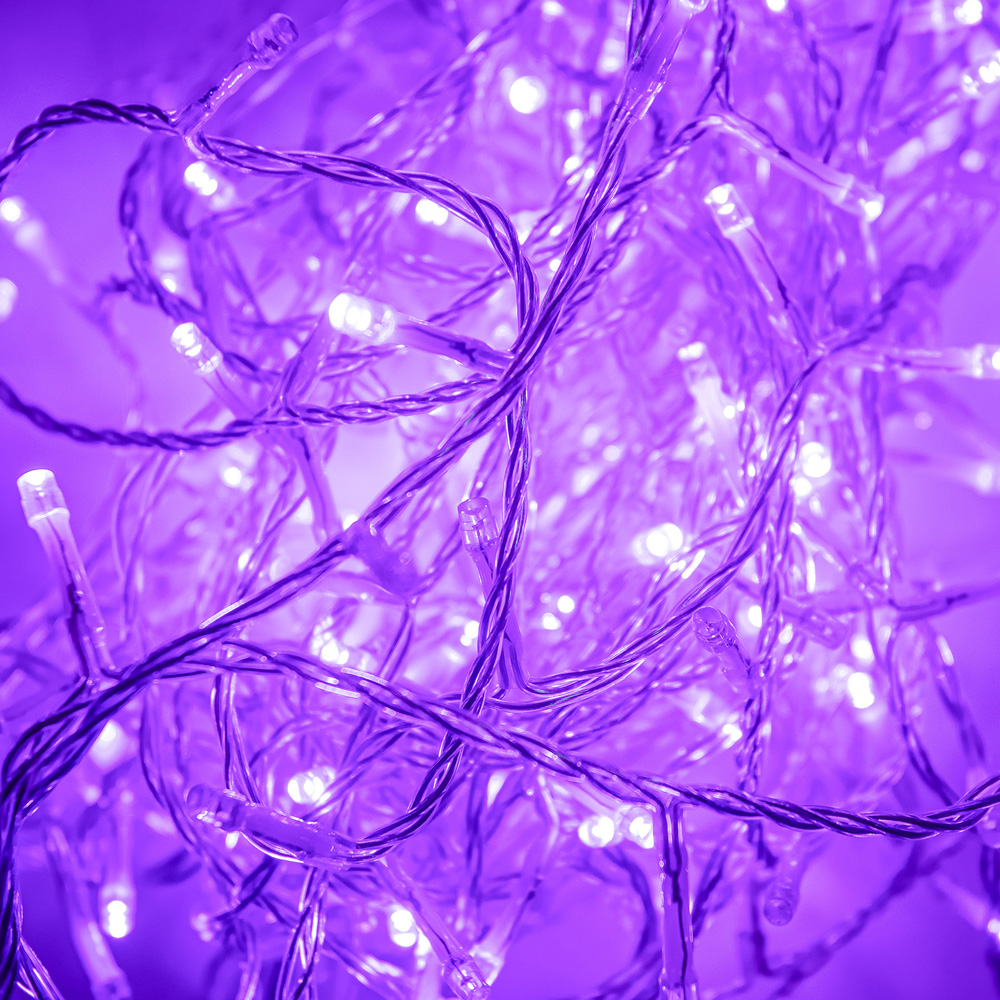 The Christmas Centre 120 Purple LED Multifunction Clear Cable String Light 19m Image 6