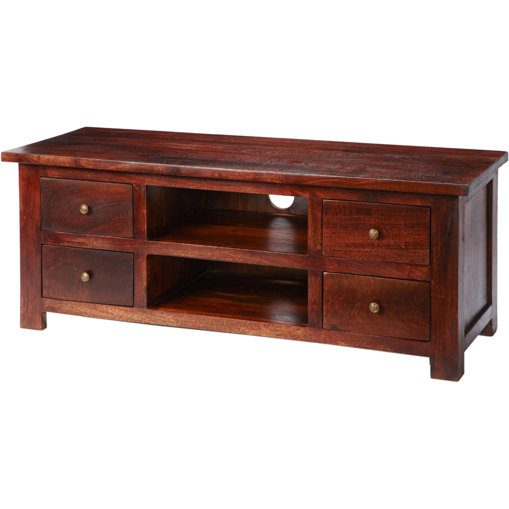 Brooklyn Esma 4 Drawer 2 Shelf Dark Mango TV Unit Image 2