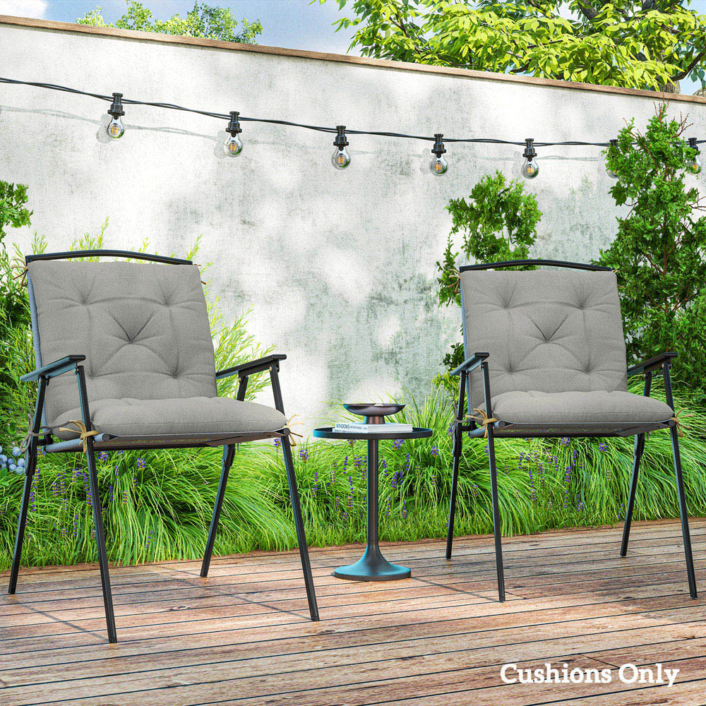 Outsunny Grey Garden Chair Cushions 49 x 50cm 2 Pack Image 2