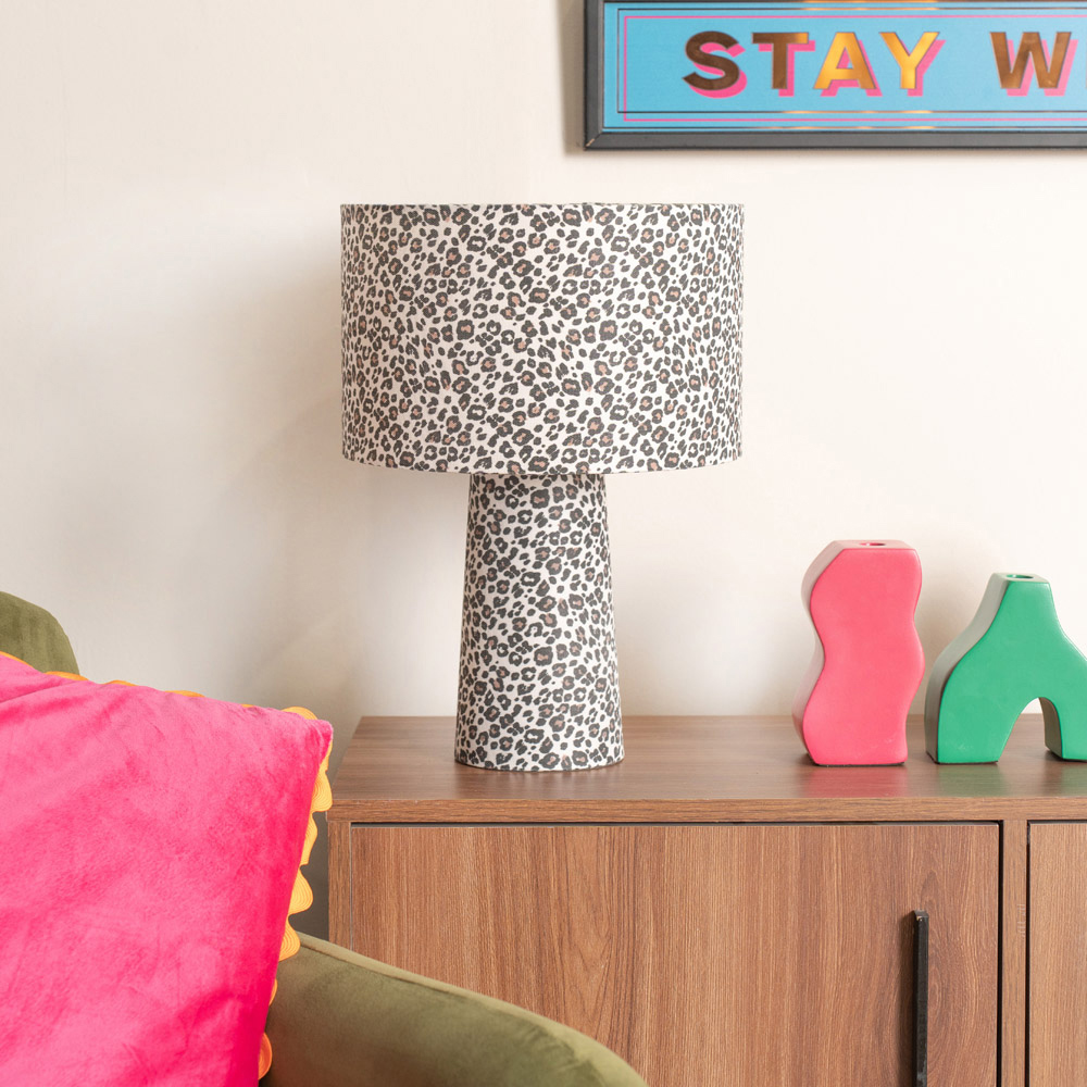 ValueLights Bertie Leopard Print Full Fabric LED Table Lamp Image 3