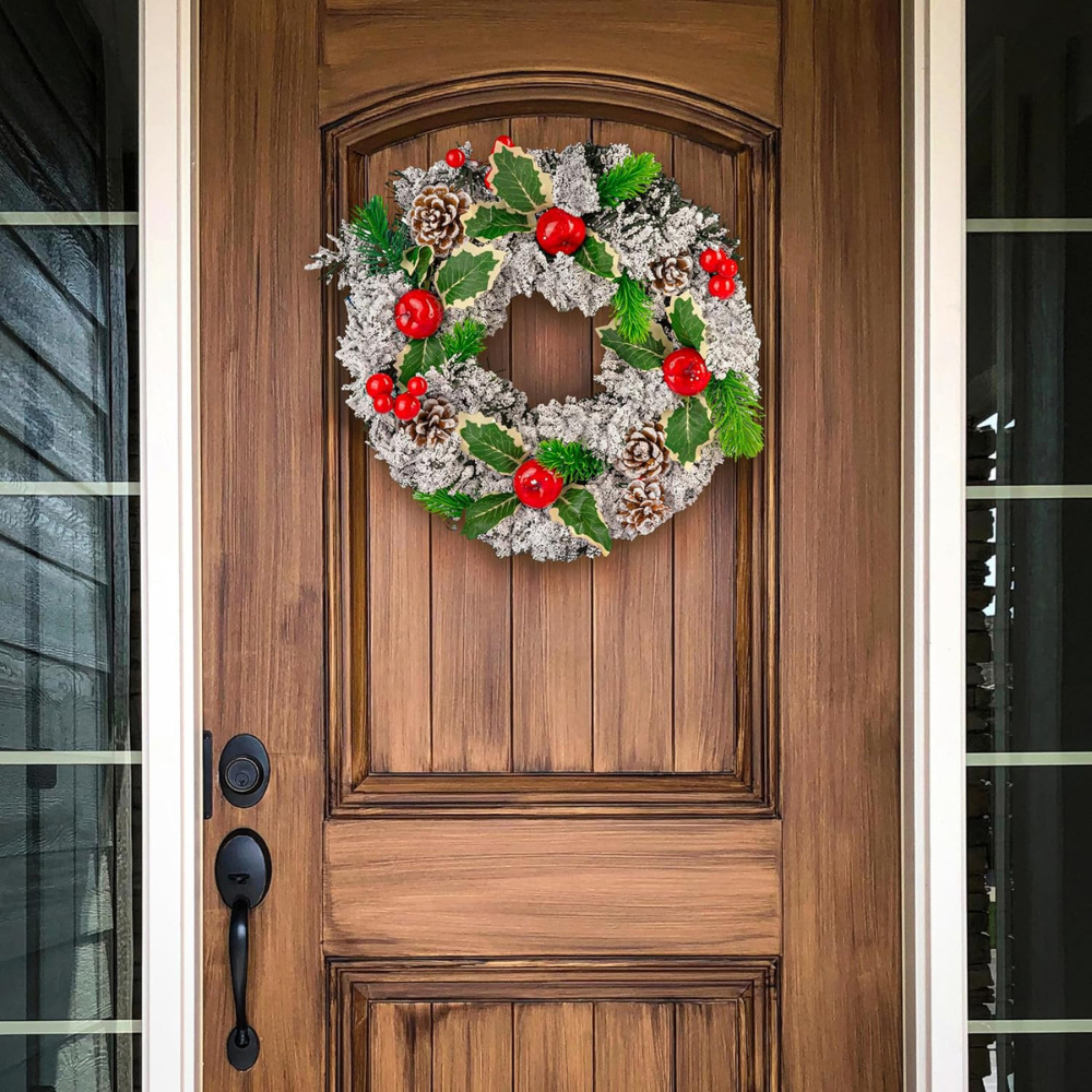 Marco Paul Snow Covered Pine Effect Artificial Christmas Wreath 30cm Image 4