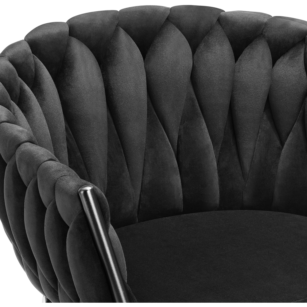 tectake Astano Set of 2 Black Velvet Padded Knot Design Dining Chair Image 7