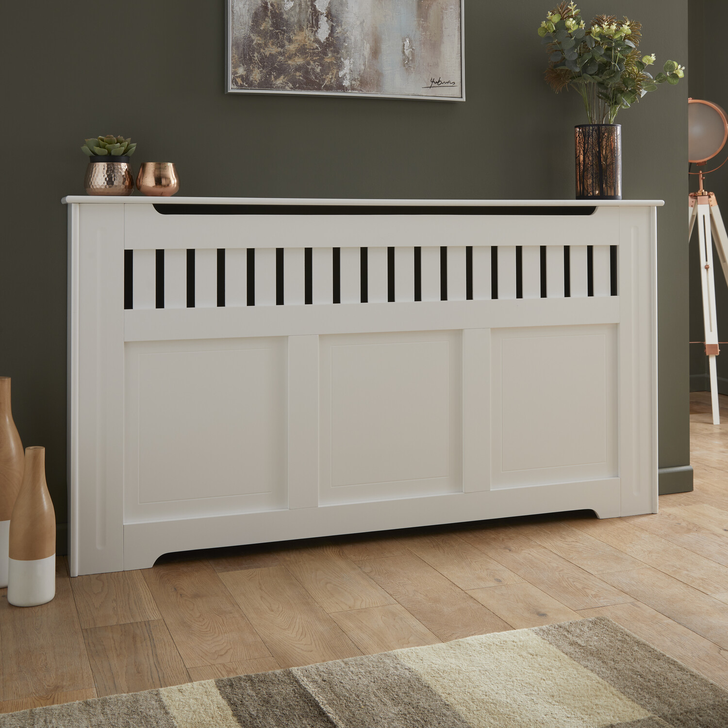 Shaker Style Radiator Cabinet White Large Image 2