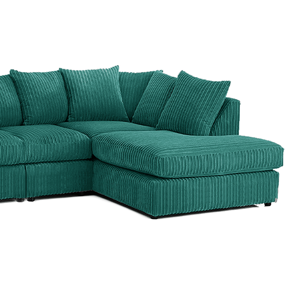 Luxor 4 Seater Teal Jumbo Cord Right Hand Facing Scatter Back L Shaped Corner Sofa Set Image 4