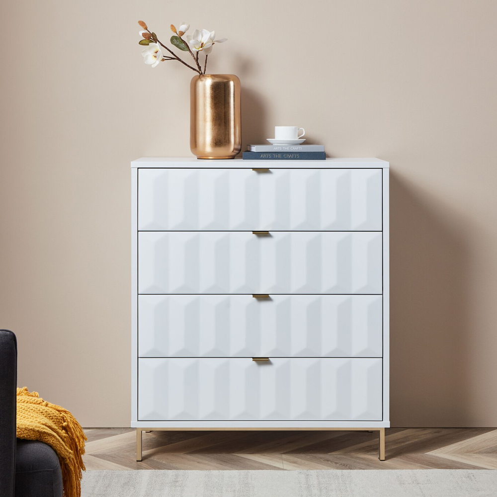 Lara 4 Drawer White Chest of Drawers Image 5