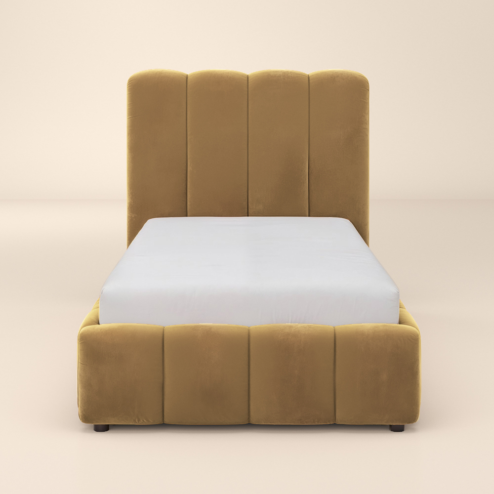 Solace+Co Emilie Single Mocha Velvet Ribbed Ottoman Bed Image 3