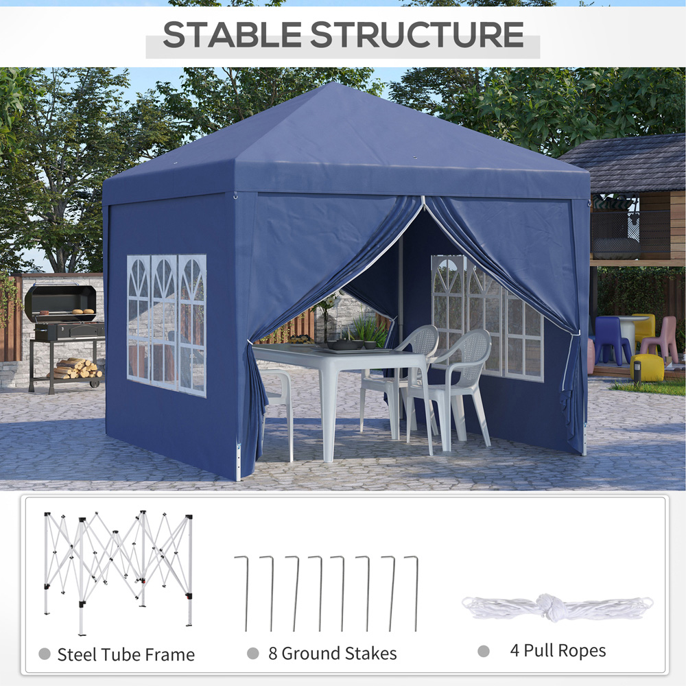 Outsunny 3 x 3m Blue Pop Up Water Resistant Camping Party Tent Image 6