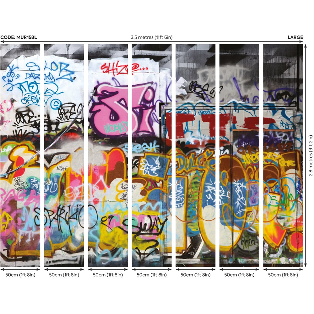 Origin Murals Urban Graffiti Multicolour Wall Mural Image 3