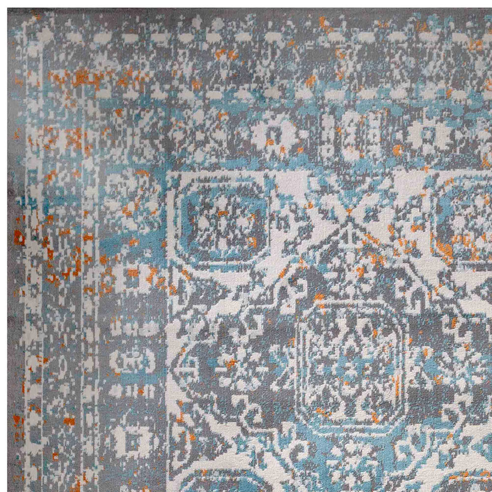 Kukoon Grey and Blue Traditional Medallion Bordered Rug 290 x 200cm ...