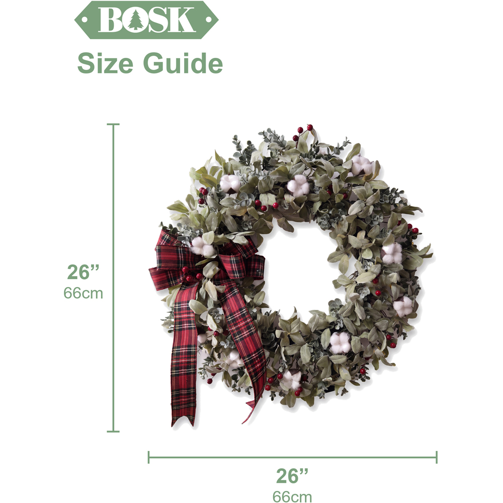 Bosk Eucalyptus Berry Christmas Wreath with Ribbon 26 inch Image 9