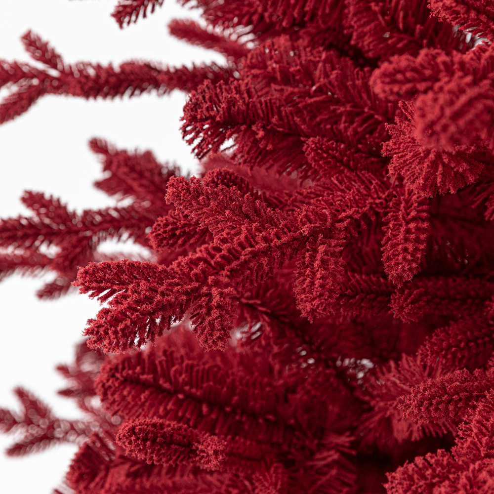 Evergreen Classics Warm White Pre-Lit Red Velvet Flocked Artificial Christmas Tree with Stand 6ft Image 4