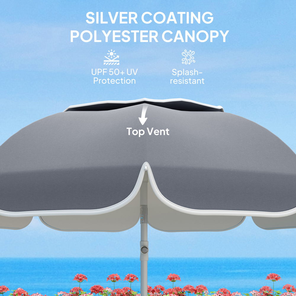 Outsunny Grey Tilting Portable Parasol 1.8m Image 8