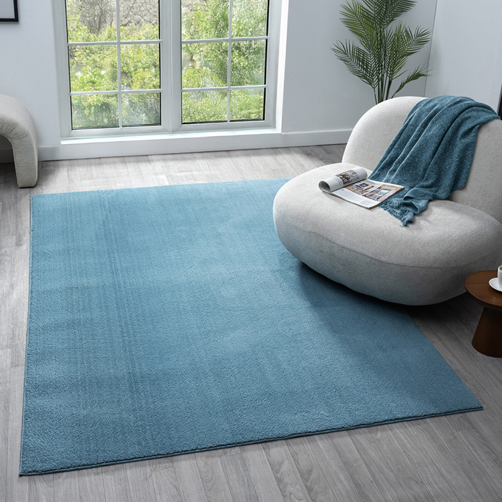 Desire Rugs Comfy Blue Anti Slip Felt Backing Rug 80 x 120cm Image 2