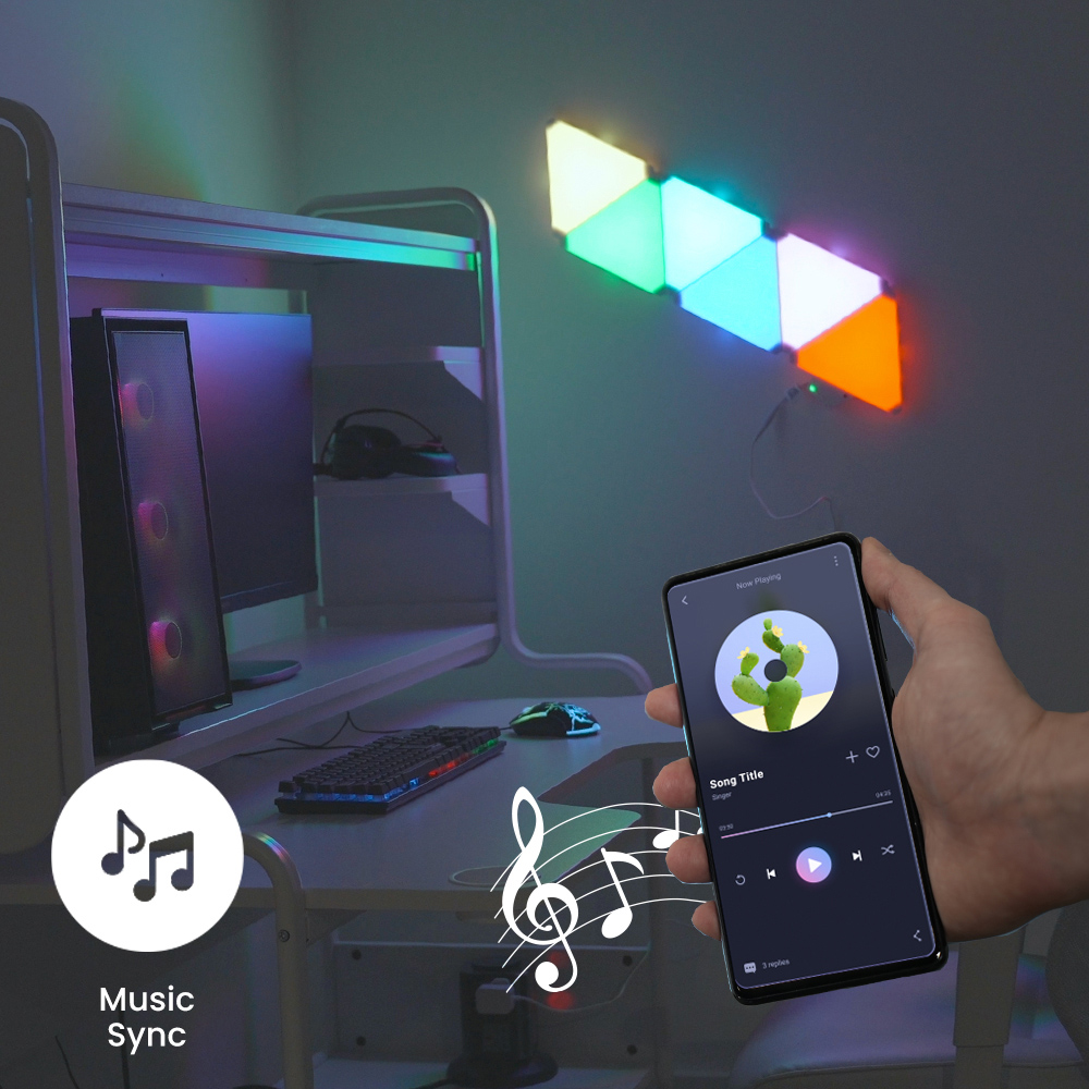 ValueLights Smart App-Control Music Sync Wall Gaming Triangle Light Kit Image 6