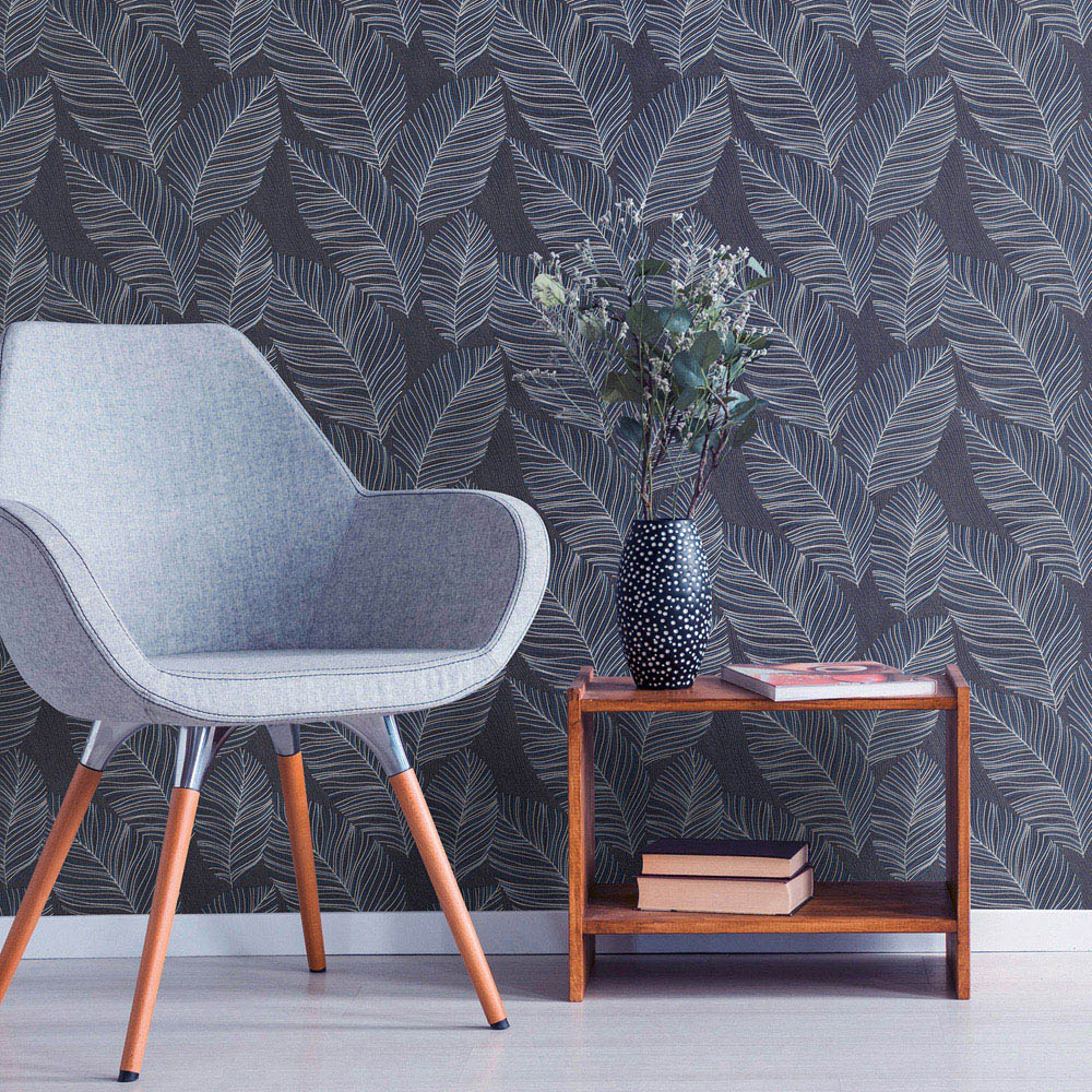 Galerie Amazonia Quill Feathers Blue Wallpaper Image 2