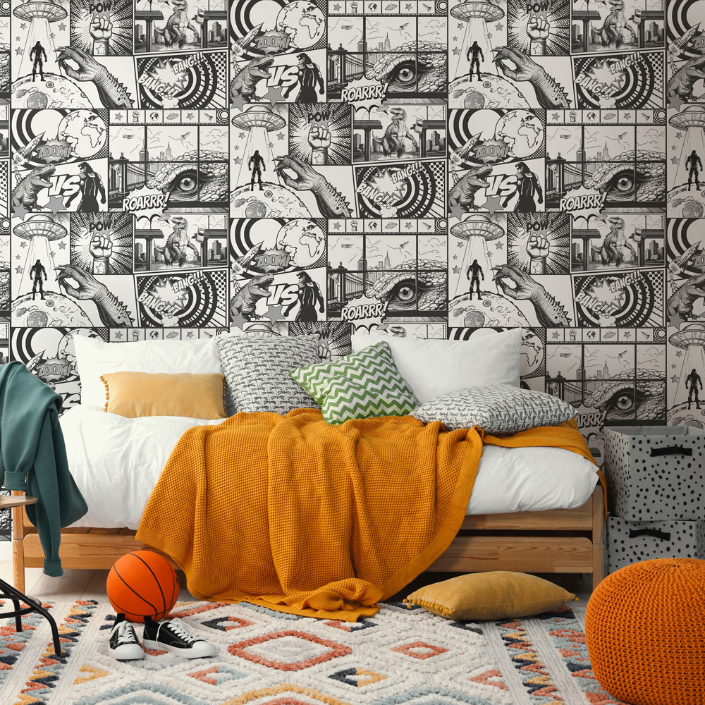 Holden Decor City Hero Black and White Wallpaper Image 3