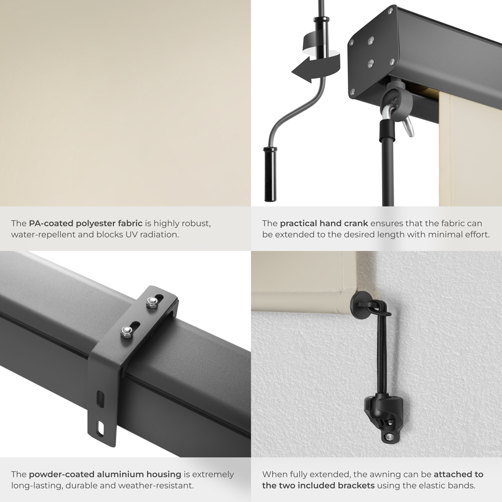 tectake Eloise Beige Vertical Awning with 2 Wall Brackets 1.8 x 2.5m Image 5