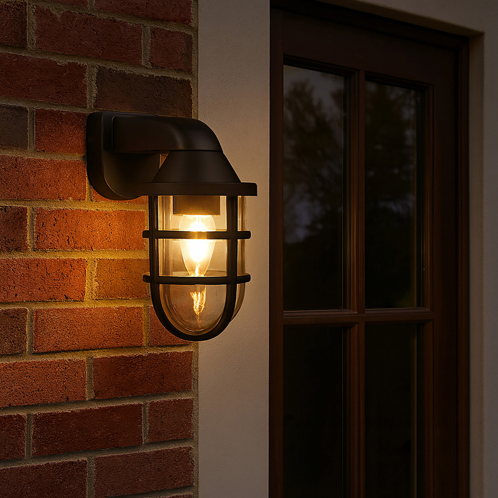 Lighting Collection IP44 Mariner Black Outdoor Wall Light Image 2
