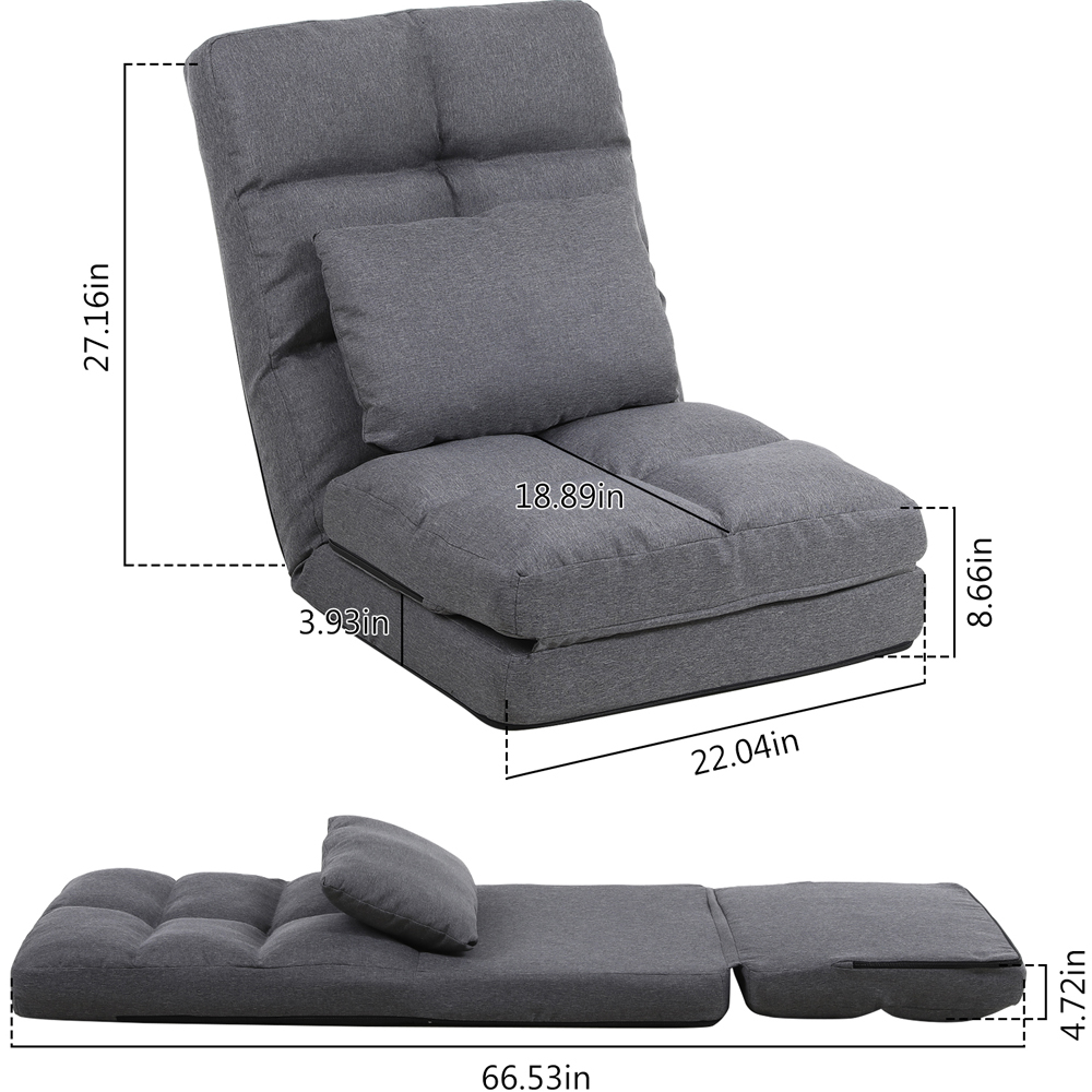Furniture One Grey Adjustable Foldable Floor Chair with Pillow Image 7