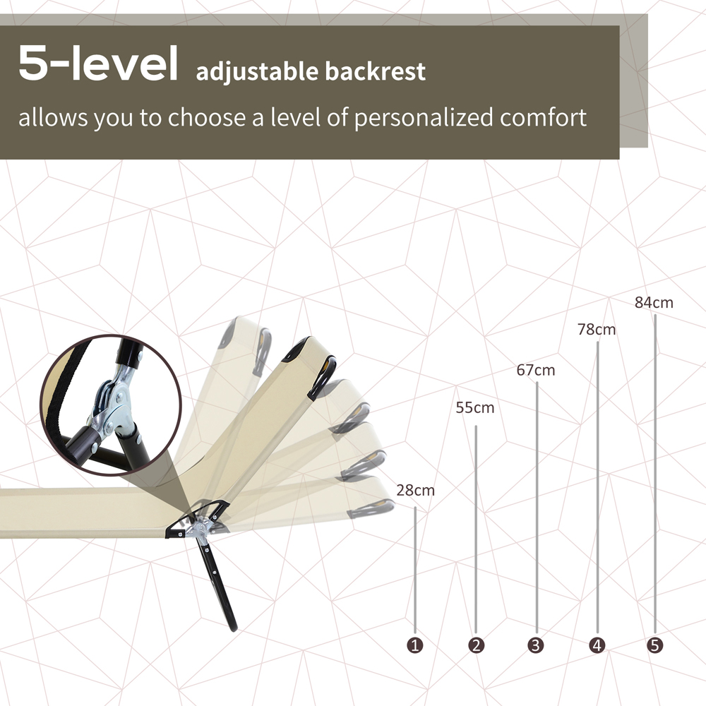 Outsunny Beige Foldable Sun Lounger Image 4