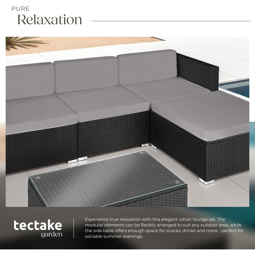 tectake Florence 4 Seater Black and Grey Rattan Garden Lounge Set Image 4