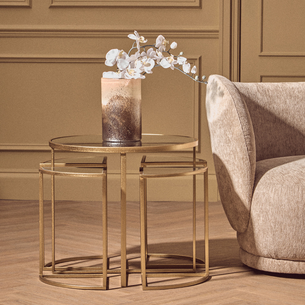 Premier Housewares Farran Champagne Gold Nest of Coffee Tables Set of 5 Image 2