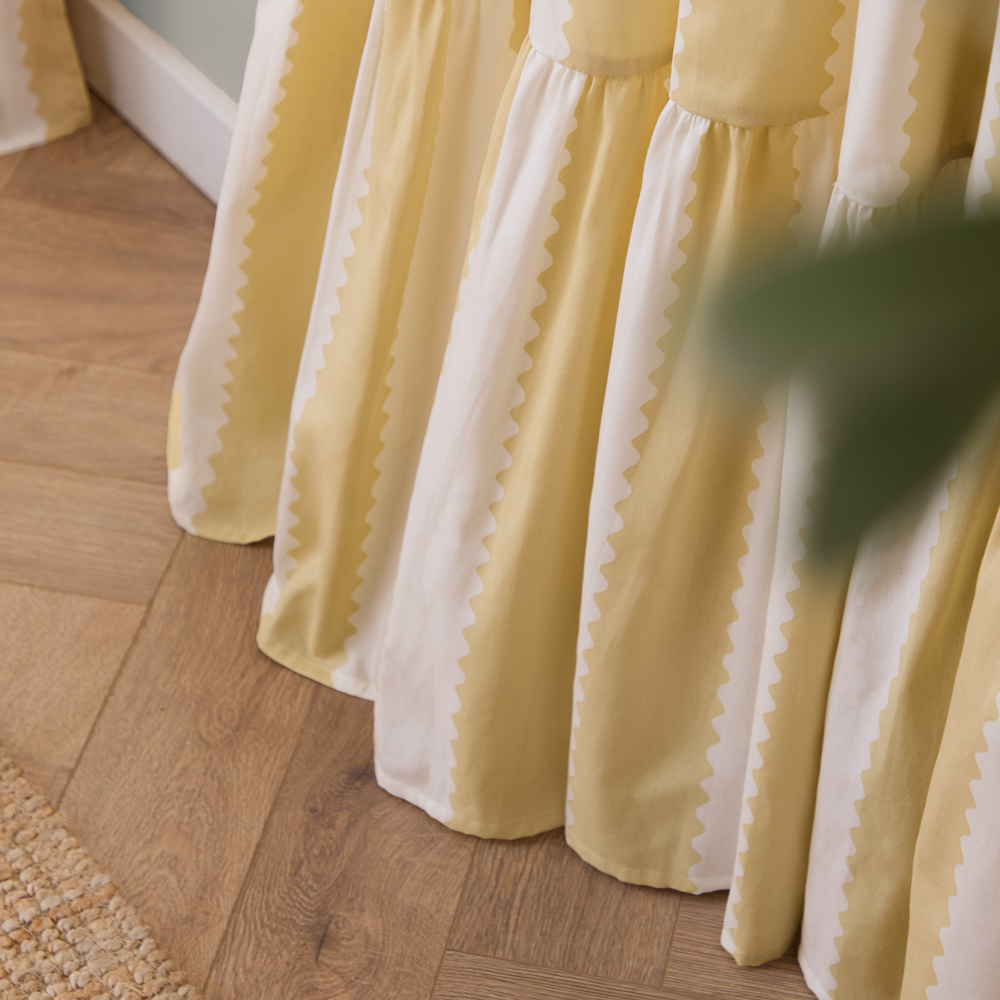 Furn Birdie Butter Yellow Stripe Cotton Fully Lined Pencil Pleat Curtains 168 x 229cm Image 4