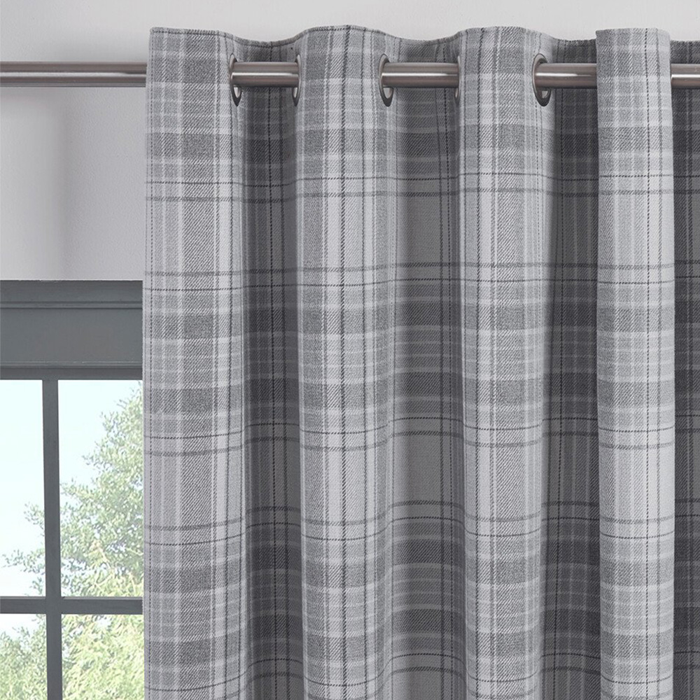 Divante Hatfield Grey Check Blackout Curtains 229 x 229cm Image 5