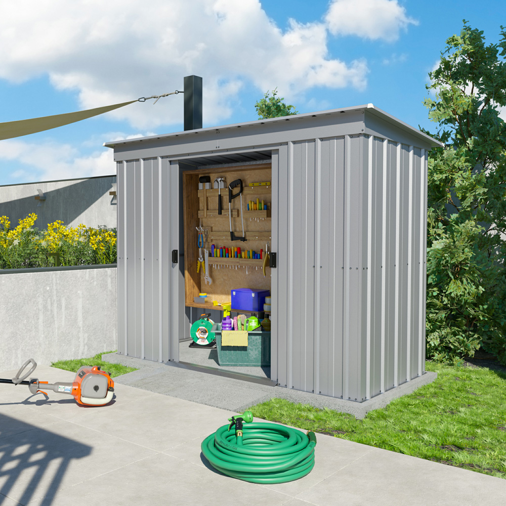 Yardmaster Store All 8 x 4ft Metal Pent Storage Shed with Floor Support Kit Image 3