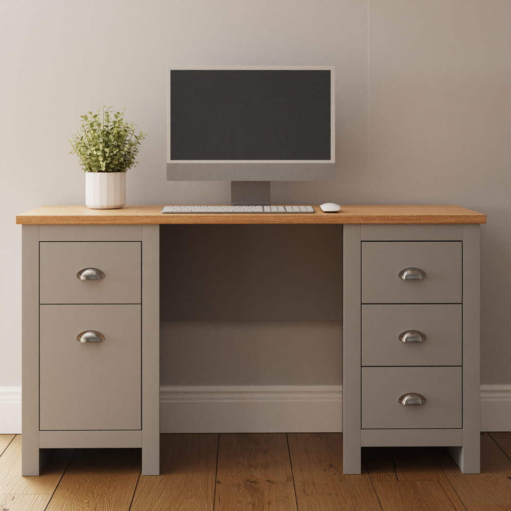 GFW Lancaster 4 Drawer Study Desk Grey Image 7