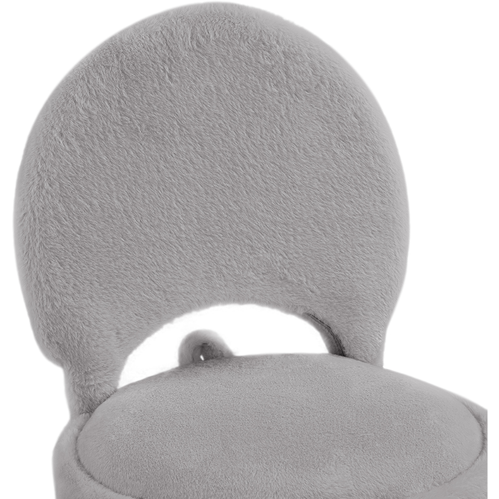 Living and Home Grey Faux Rabbit Fur Round Back Foldable Vanity Chair with Storage Image 6