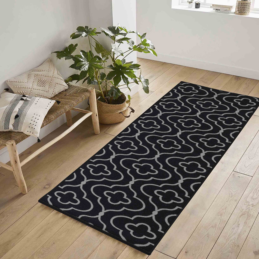 Desire Rugs Havana Black Quatrefoil Anti Slip Door Mat 120 x 67cm Image 4