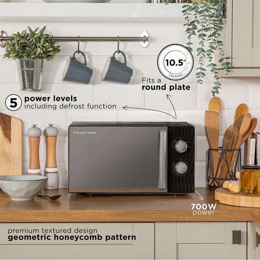 Russell Hobbs RHMM715B Black Honeycomb 17L Microwave Image 9