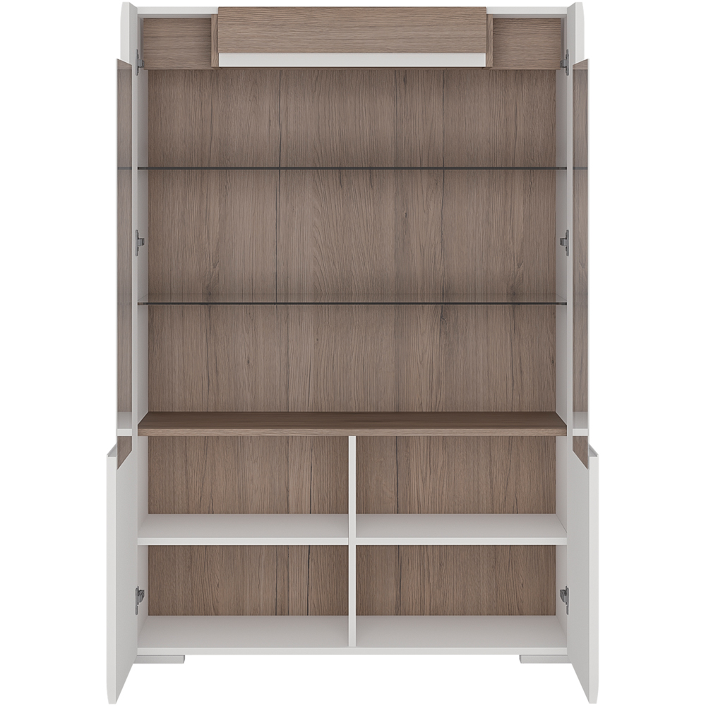 Florence Toronto 2 Door White and San Remo Oak Low Glazed Display Cabinet Image 4