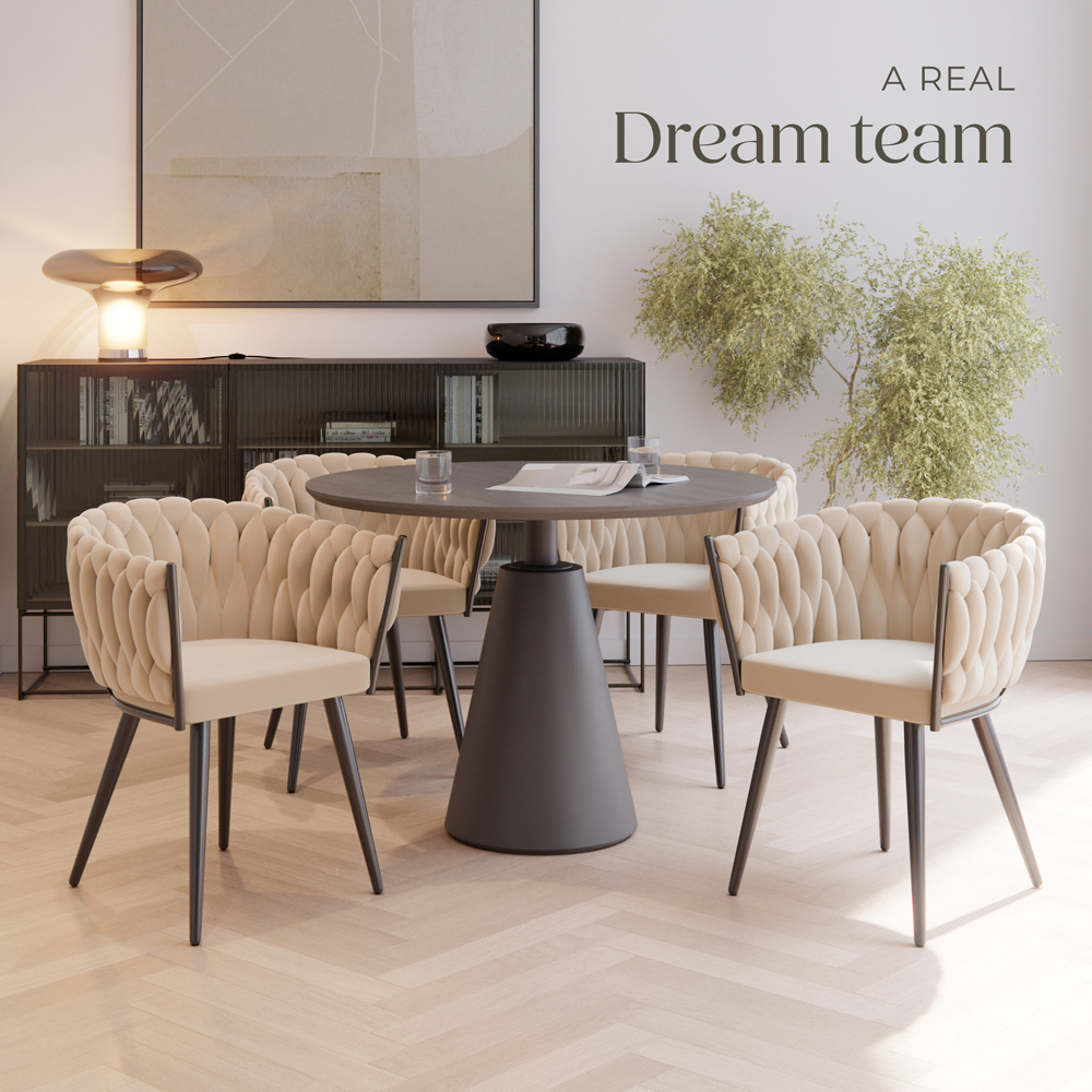 Tectake Astano Set of 4 Sand Dining Chair Image 7