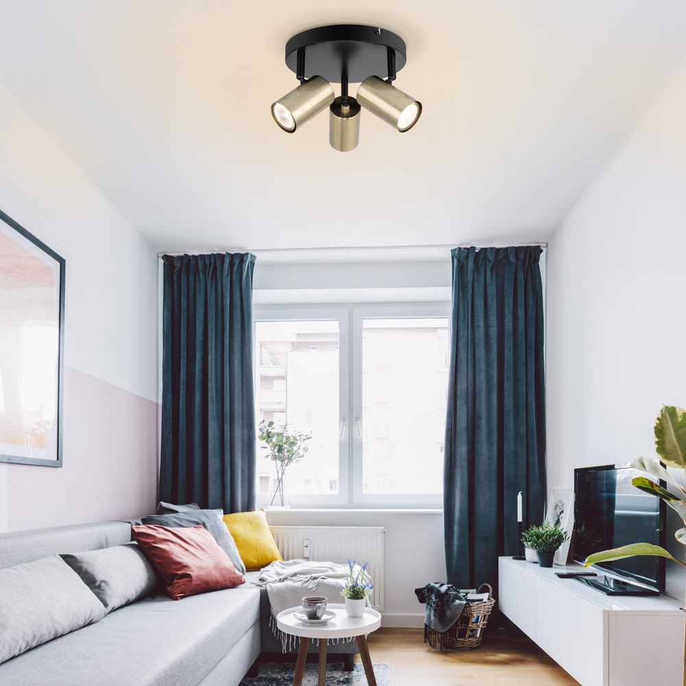 Cosylyte Grafton 3 Light Brushed Brass Spotlight Image 6