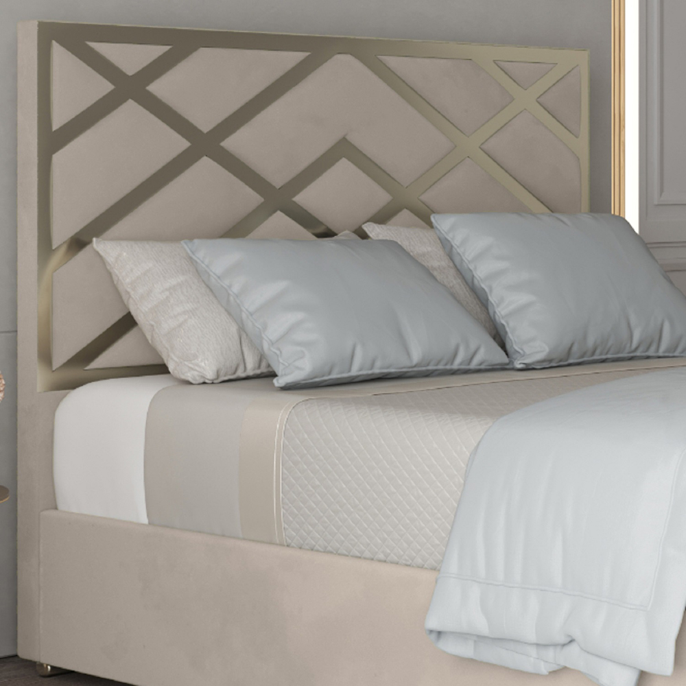 Mayfair Silver Small Double Velvet Upholstered Metal Bed Frame with Panelled Headboard Image 3
