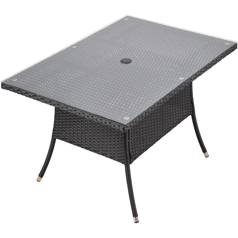 Living and Home Garden Rattan Rectangular Table with Tempered Glass Top Image 2