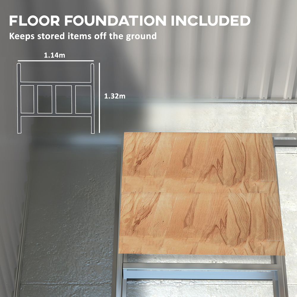 Outsunny 7 x 5ft Dark Grey Metal Garden Shed with Foundation Lean To Image 6