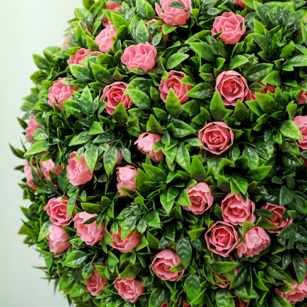 Portland Pink Rose Flower Artificial Plants in Pot 60cm 2 Pack Image 3