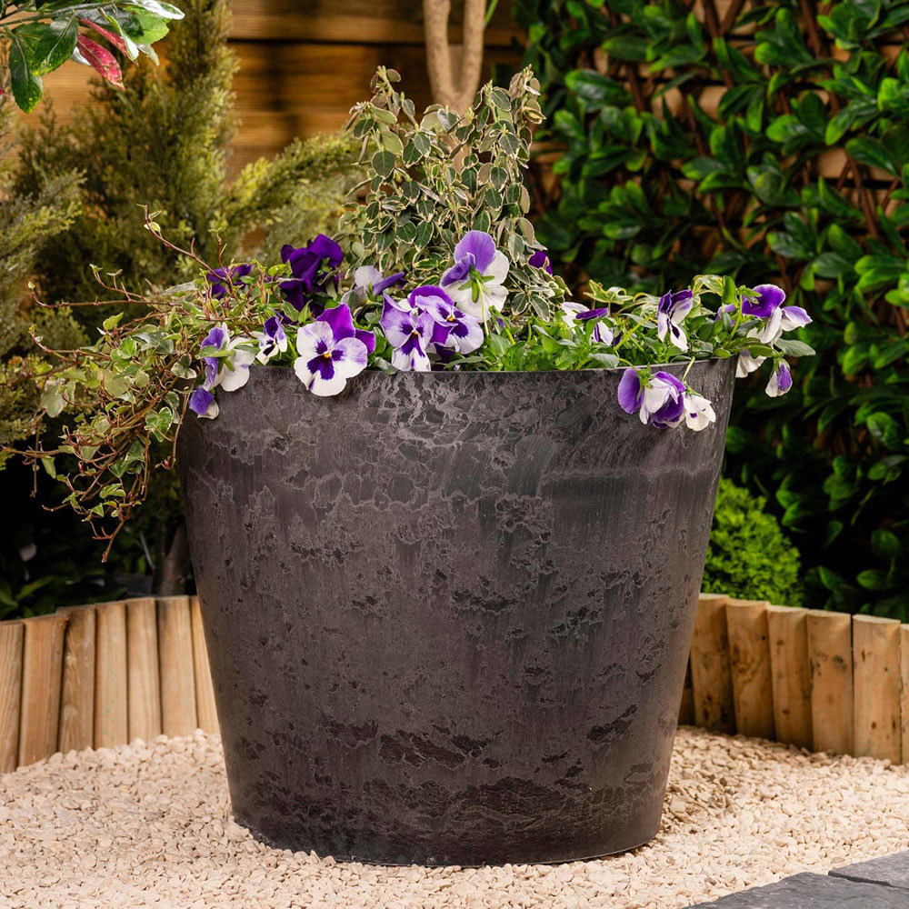 Garden Gear Caesar Charcoal Marble Effect Planter 31cm 2 Pack Image 2