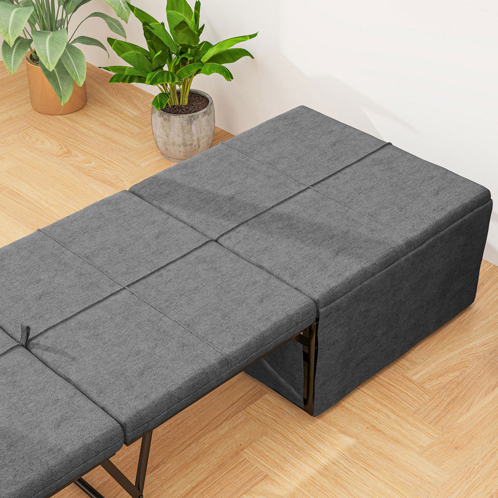 Portland Single Metal Frame Linen Foldable Bed with Dust Cover Image 5