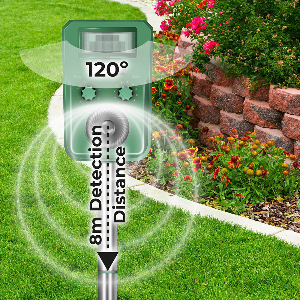 St Helens Green Solar Powered Ultrasonic Strobing Animal Repeller Image 5