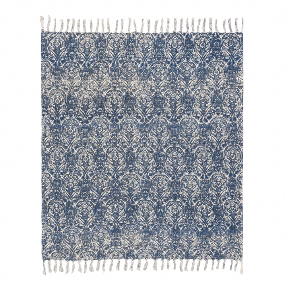 Paoletti Durelle Delph Blue Printed Throw Image 3