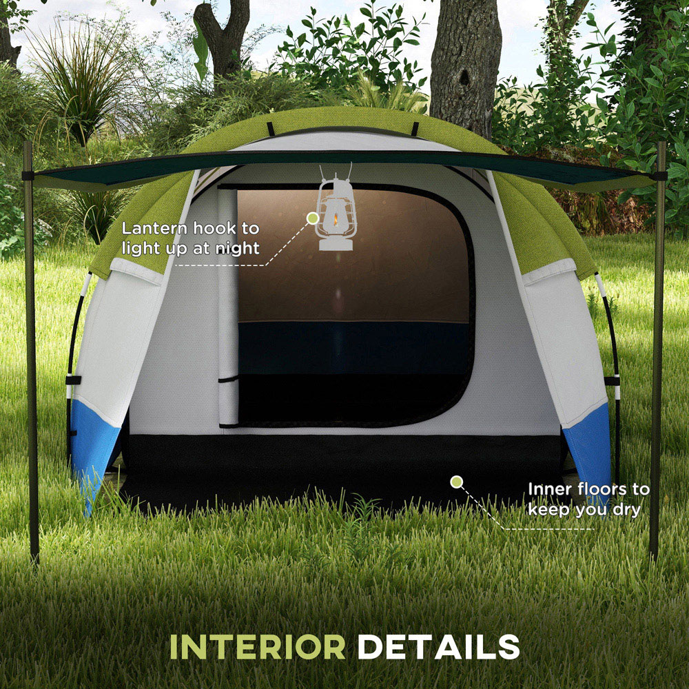 Outsunny 2-3 Person Waterproof Tunnel Camping Tent Green Image 6